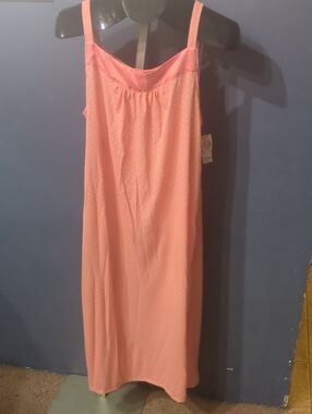 Pink K Medium Salmon Pink Polka Dot Long Light Nightgown New